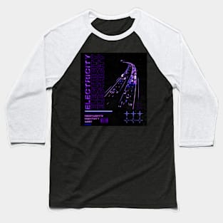 Purple Neon Highway Streetwear Design Baseball T-Shirt